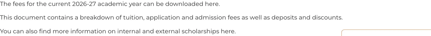 Three lines of text on the Lanna fees page about a downloadable fee schedule